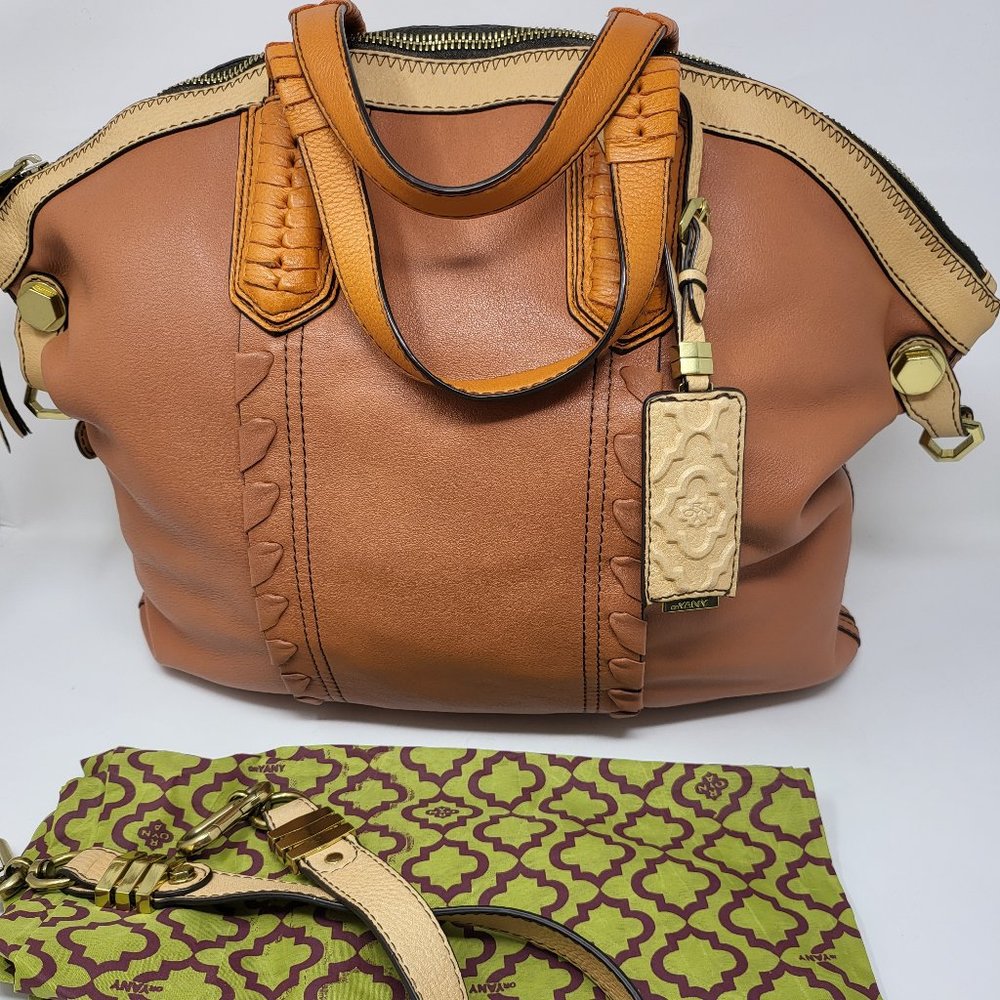 orYANY Brown Pebbled Leather Large Satchel Bag